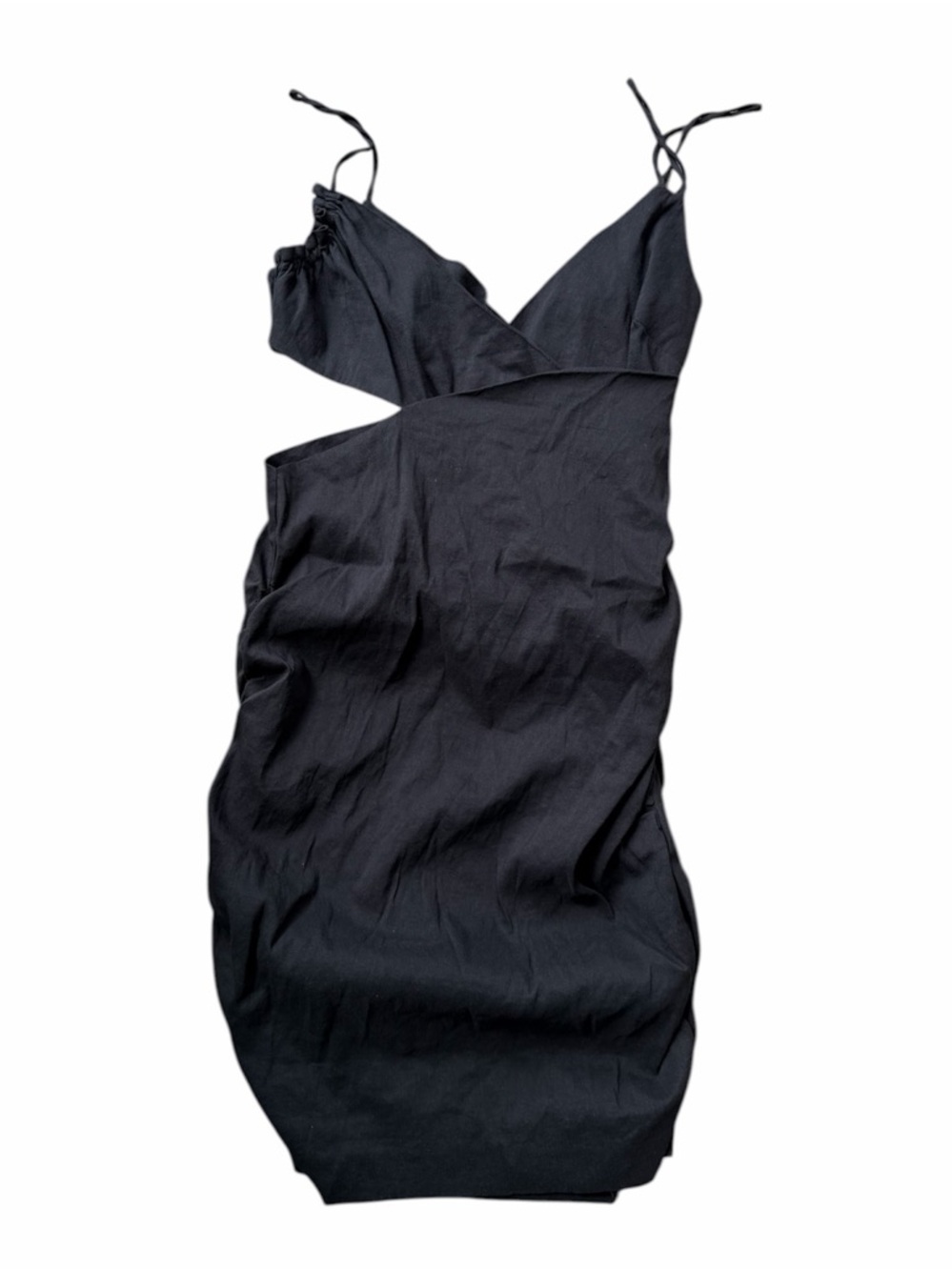 Zara Cotton Linen Black Cutout Dress